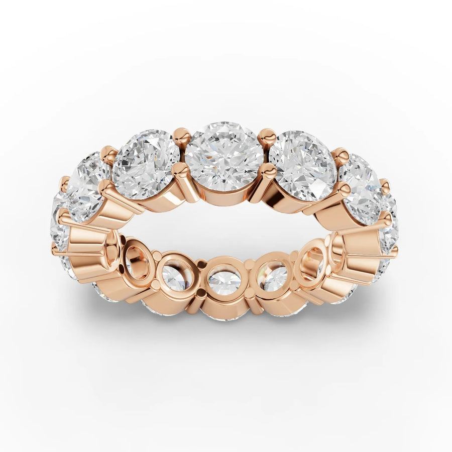 6.55 CT round lab-grown diamond eternity band rose gold top view