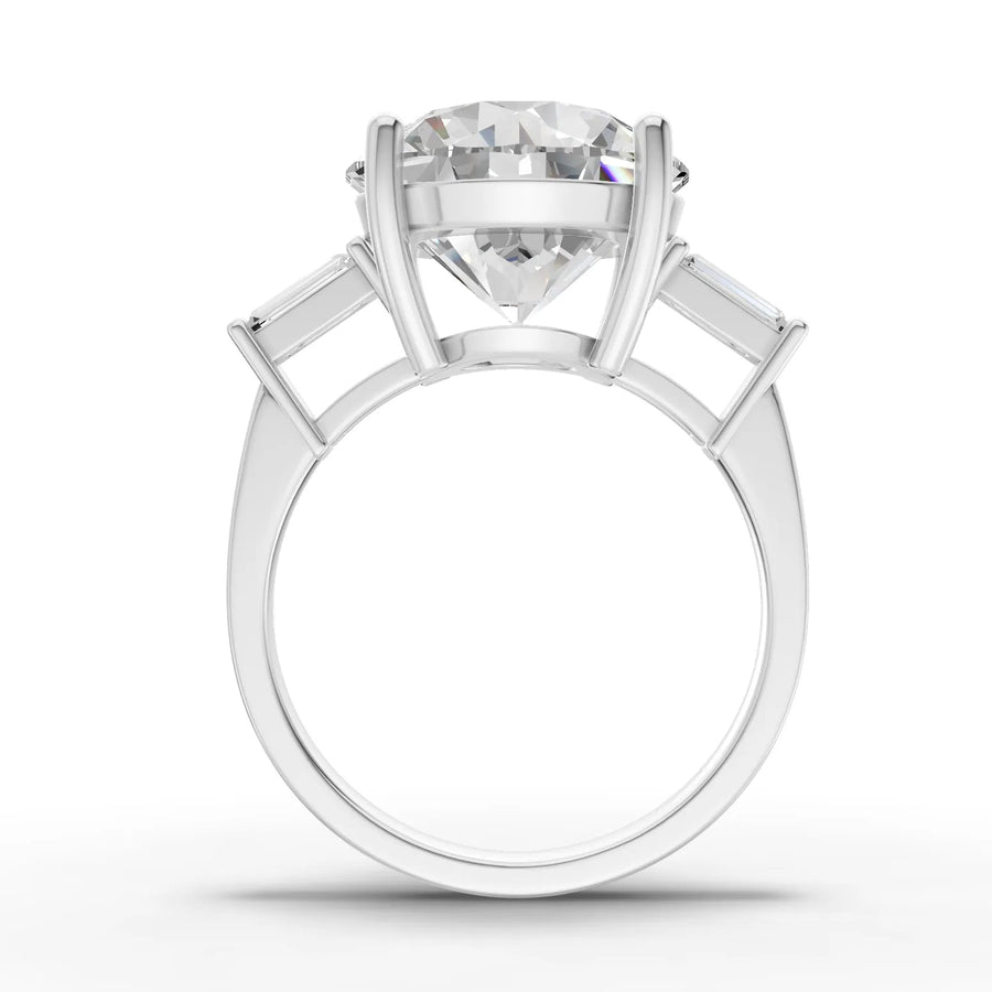 Lab-grown diamond baguette ring white gold close-up