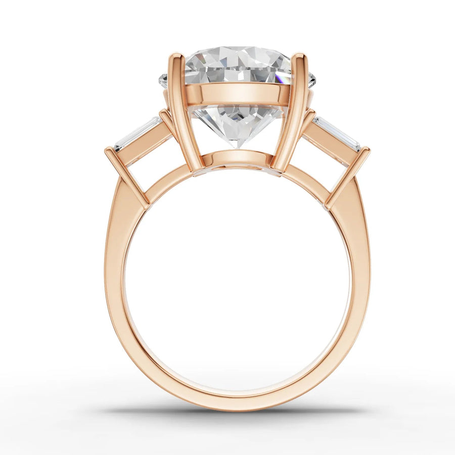 Lab-grown diamond baguette ring rose gold close-up