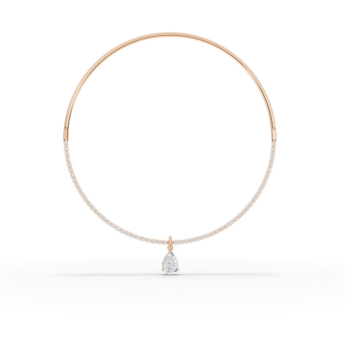 8.64 CT Pear Solitaire Drop Collar Lab Grown Diamond Necklace in rose gold
