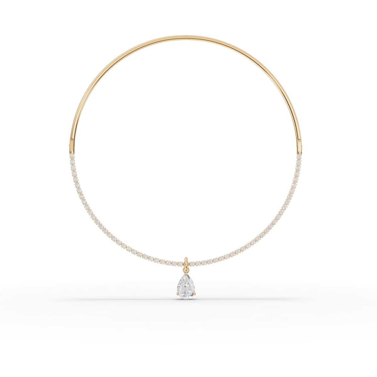 8.64 CT Pear Solitaire Drop Collar Lab Grown Diamond Necklace in yellow gold