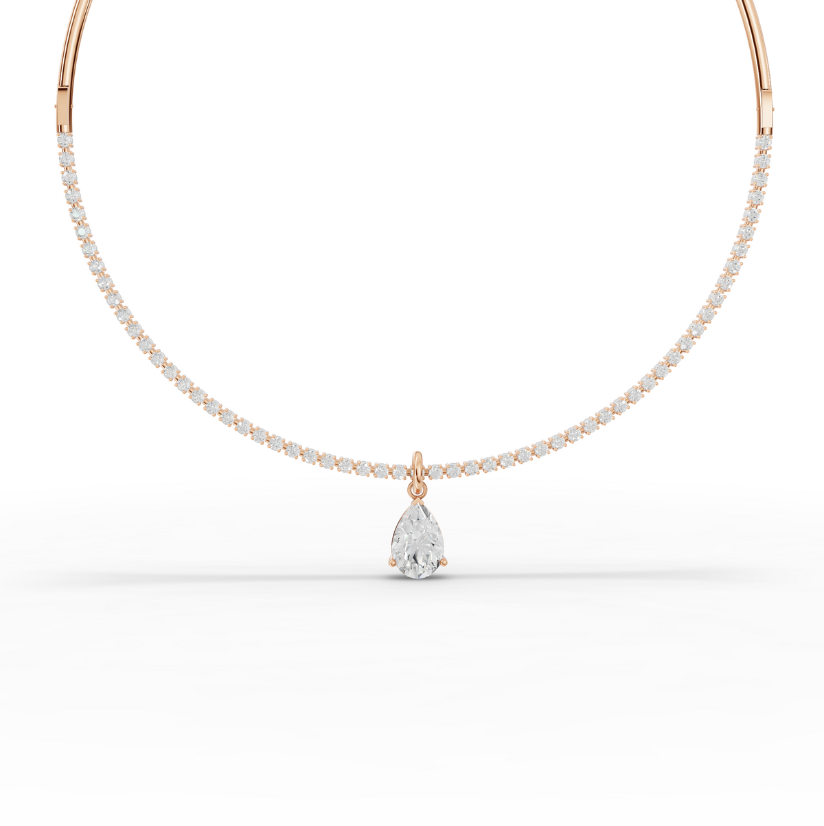 8.64 CT Pear Solitaire Drop Collar Lab Grown Diamond Necklace, view 7