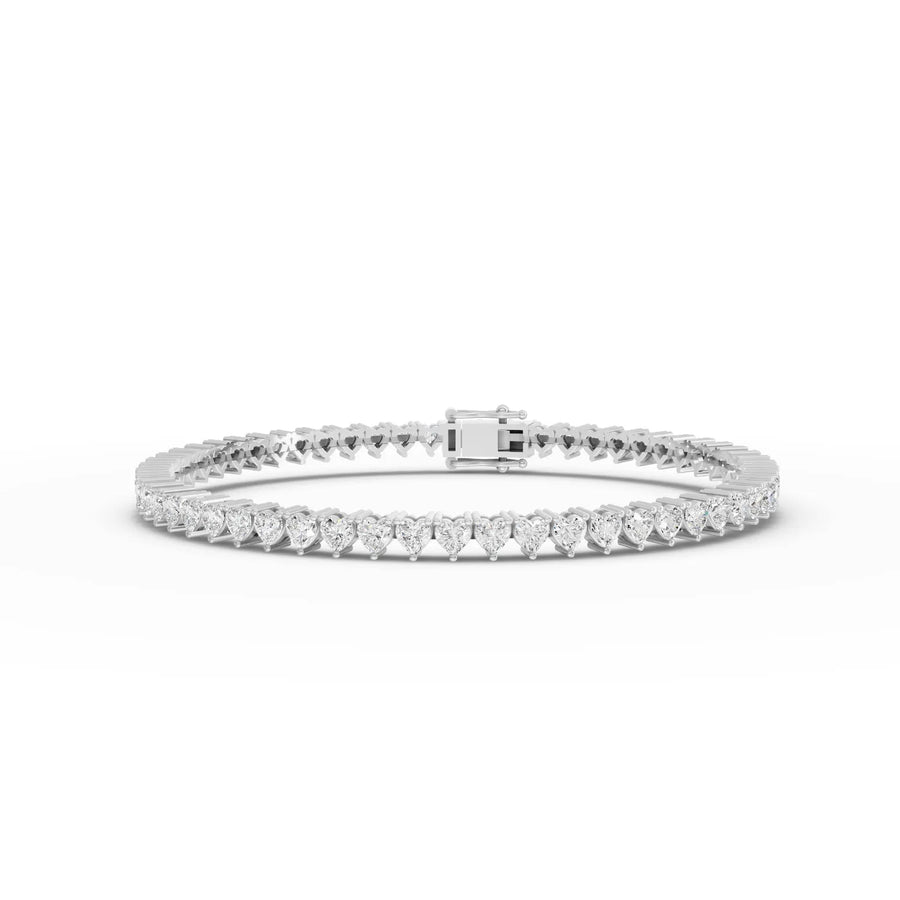 5.45 ct heart-shaped lab grown diamond tennis bracelet with linked settings and secure clasp