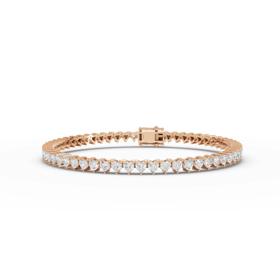 5.45 CT heart lab-grown diamond tennis bracelet rose gold top