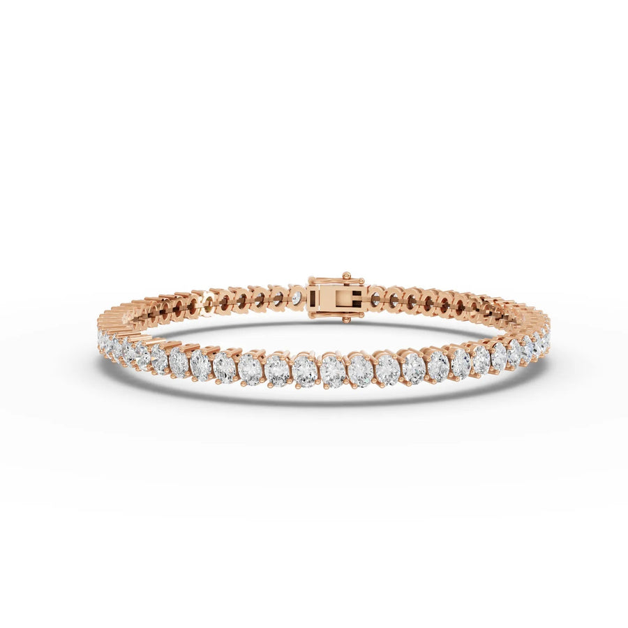 7.74 CT oval lab-grown diamond tennis bracelet rose gold top