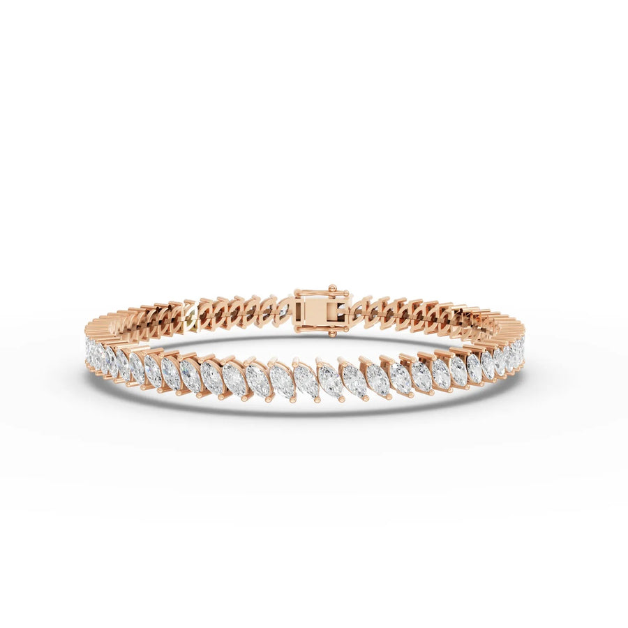 8.82 CT marquise lab-grown diamond tennis bracelet rose gold top
