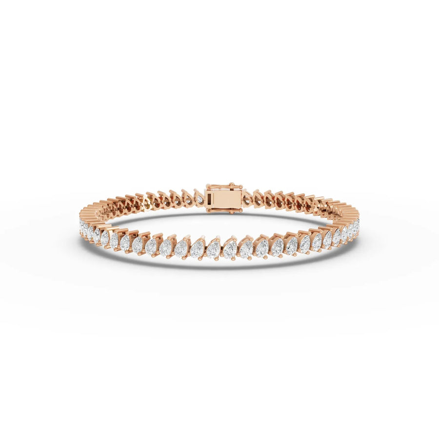 5.46 CT pear lab-grown diamond tennis bracelet rose gold top