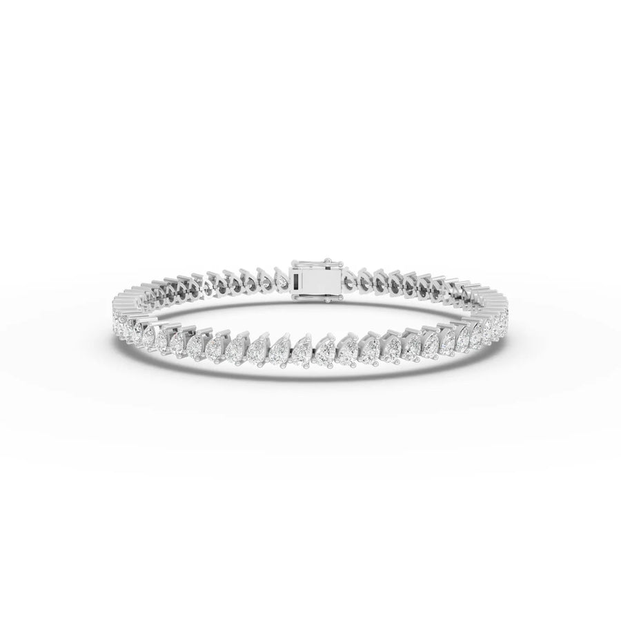 5.46 ct pear-shaped lab grown diamond tennis bracelet with linked setting and continuous diamond row
