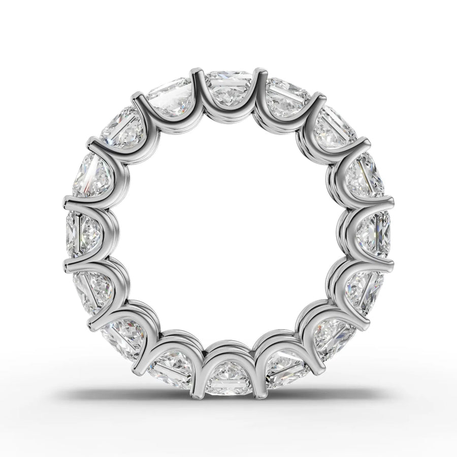Princess cut lab-grown wedding band white gold close-up