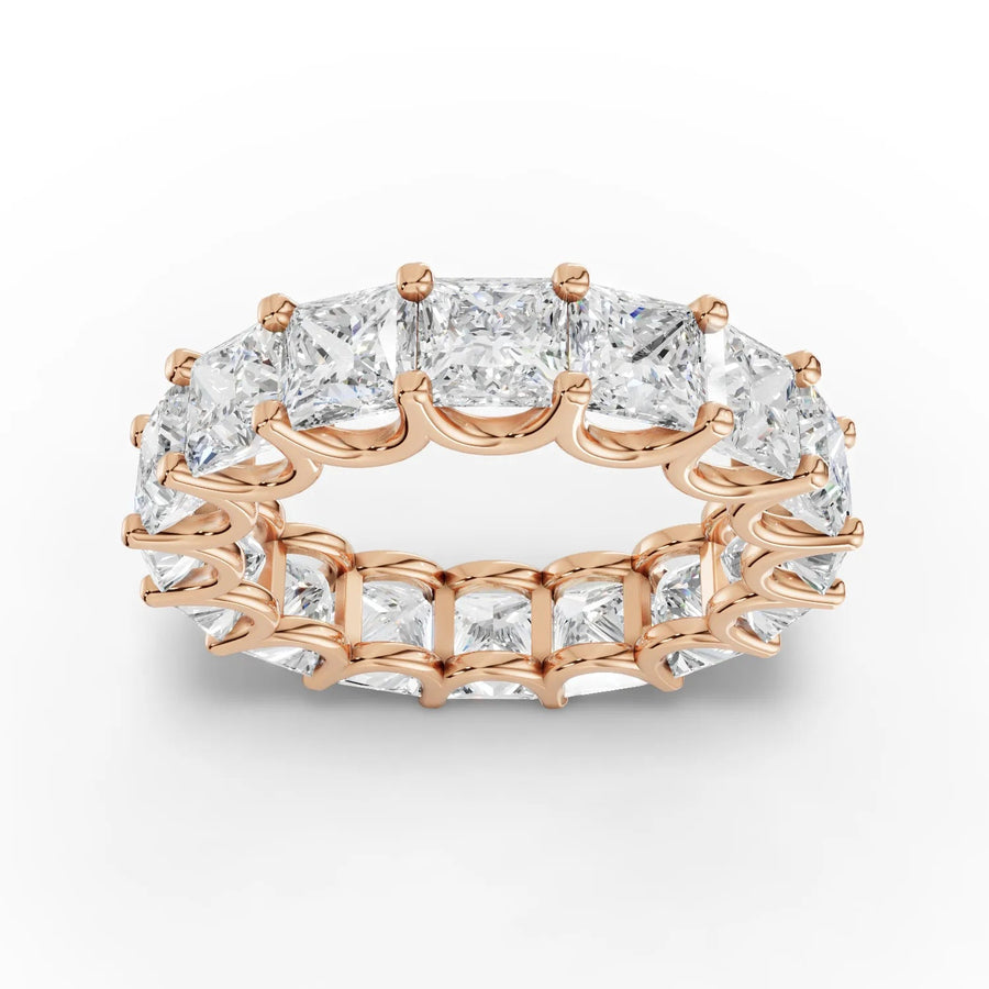 9.14 CT princess lab-grown diamond wedding band rose gold top view