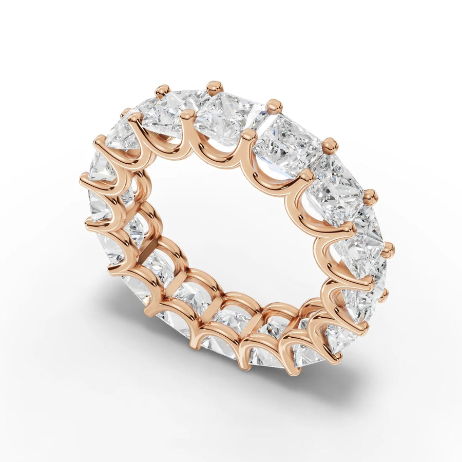 Princess wedding band rose gold angle
