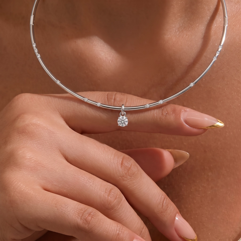 1.42 Ct Round Solitaire Pendant Collar Necklace
