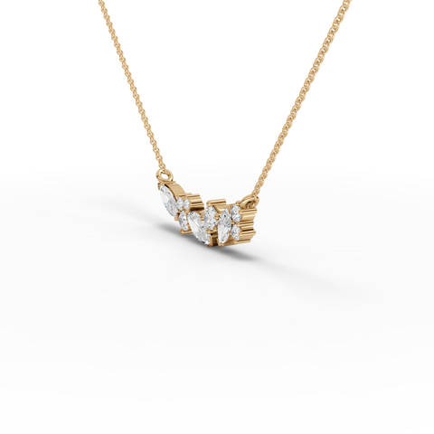 1.15 Ct Marquise Cluster Accent Lab Grown Diamond Necklace