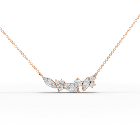 Lab Grown Diamond Marquise and Round Cluster Jewelry Set with Ring, Necklace and Drop Earrings