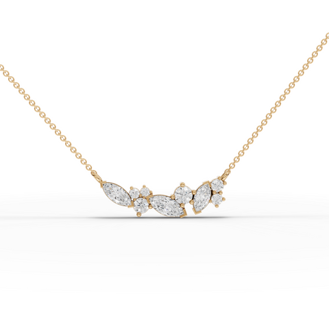 Lab Grown Diamond Marquise and Round Cluster Jewelry Set with Ring Necklace and Drop Earrings