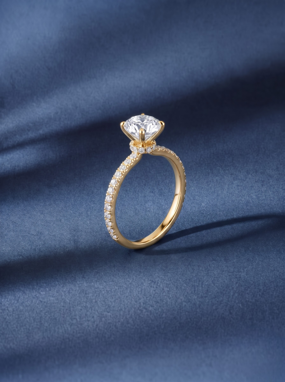 Solitaire lab-grown diamond engagement ring