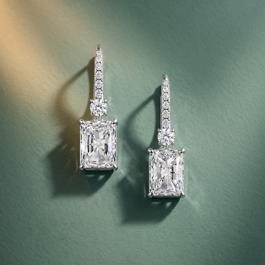 Diamond drop earrings by Buvea