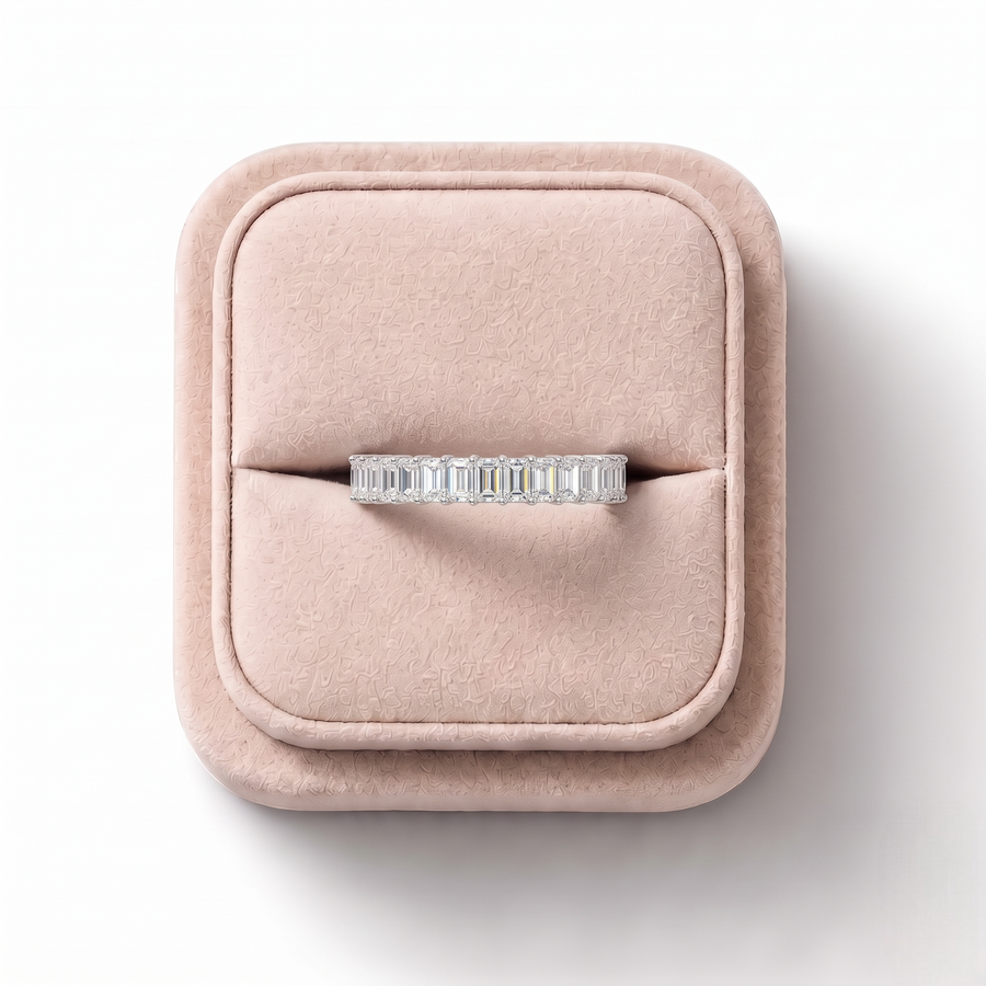 1.38 Ct Emerald Baskets Set Half Eternity Ring