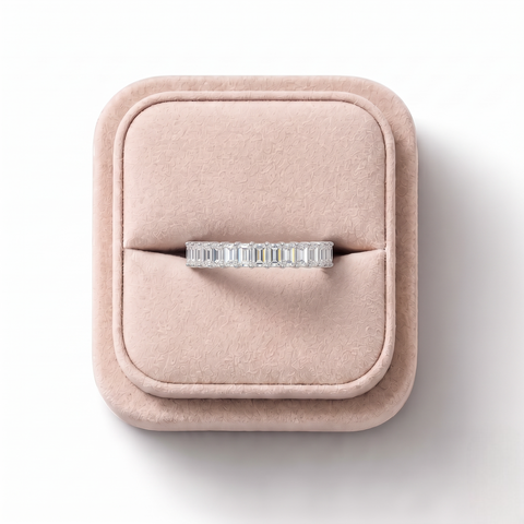 1.38 Ct Emerald Baskets Set Half Eternity Ring