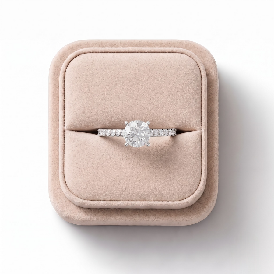 1.33 Ct Round Diamond Solitaire With Side Stone Ring