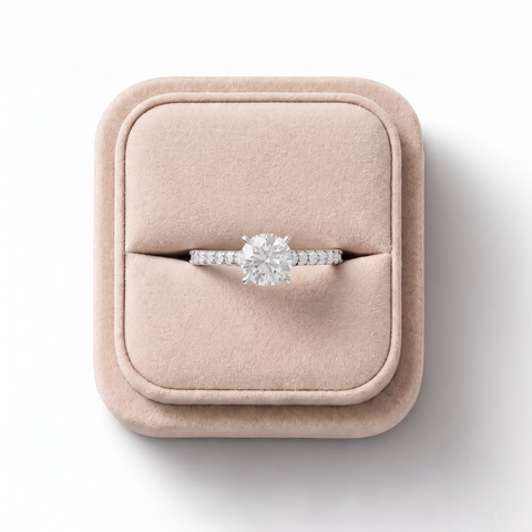1.33 Ct Round Diamond Solitaire With Side Stone Ring
