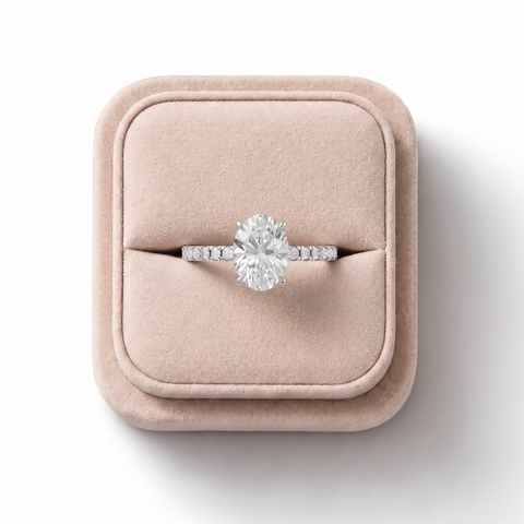 2.33 Ct Oval Hidden Halo Pavé Ring