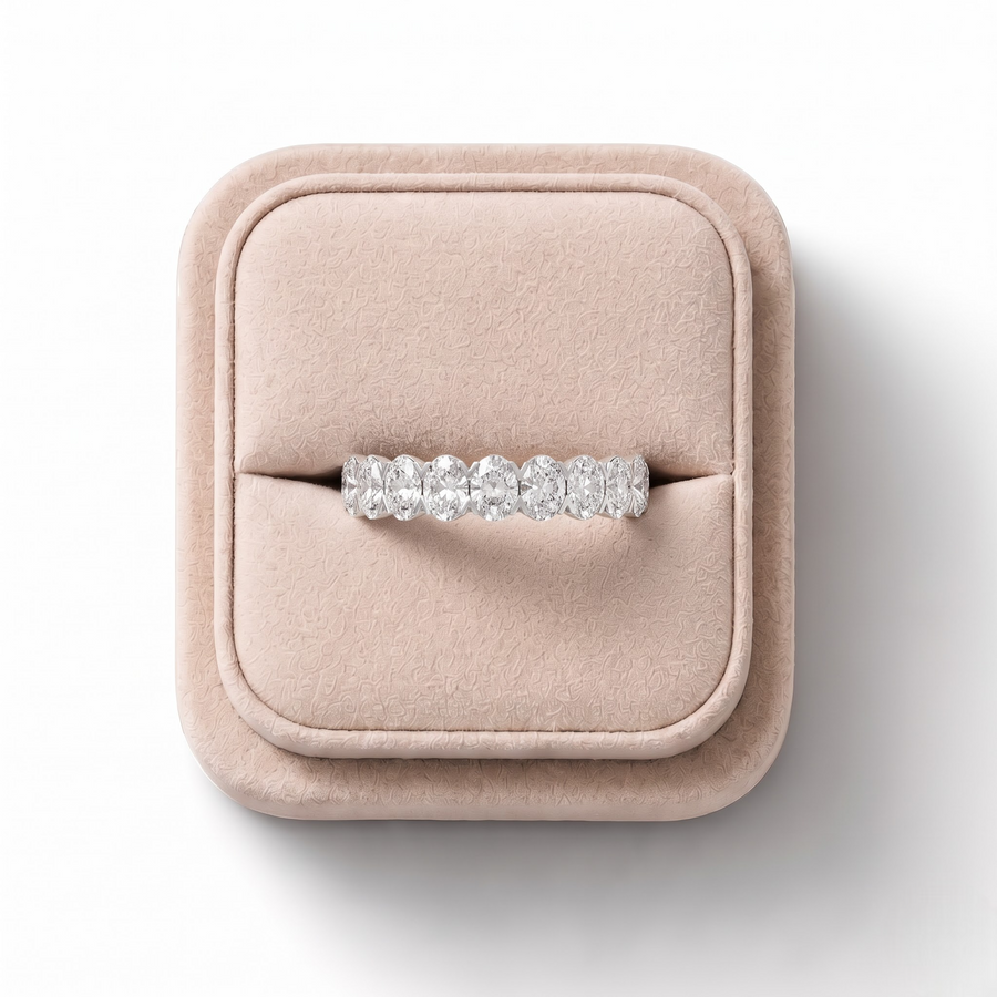 1.16 CT Oval Half Eternity Lab Diamond Ring