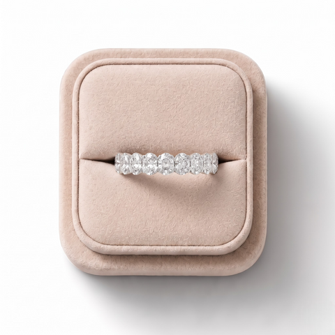 1.16 CT Oval Half Eternity Lab Diamond Ring