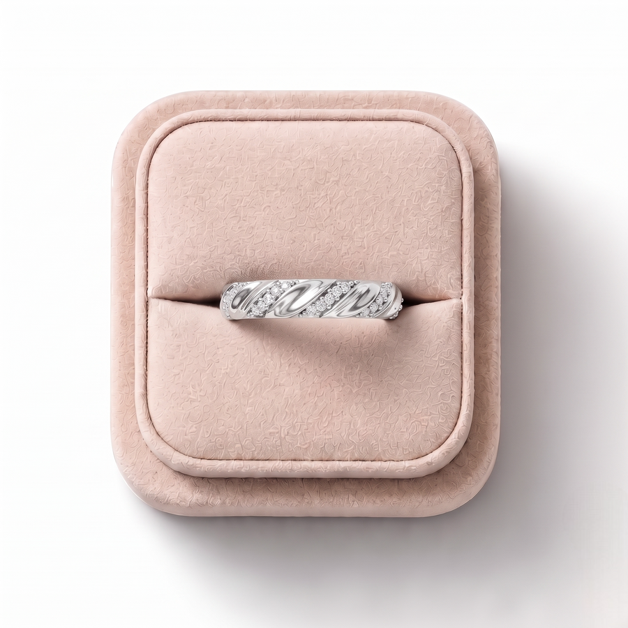 0.09 Ct Round Twisted Pavé Band