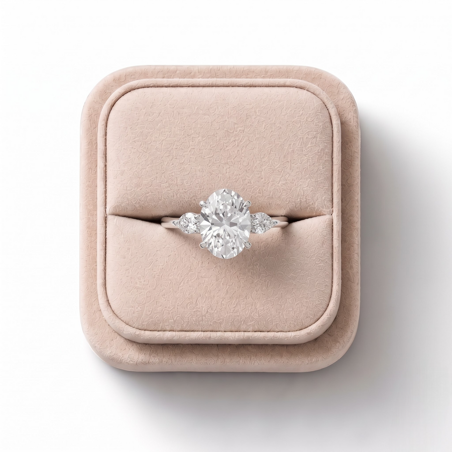 2.26 Ct Oval Solitaire With Side Diamond Engagement Ring