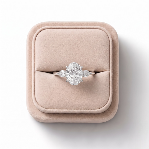 2.26 Ct Oval Solitaire With Side Diamond Engagement Ring