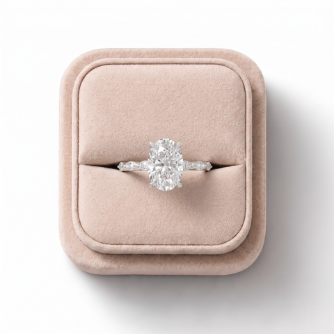 2.81 CT Oval Solitaire with Marquise Accents Lab Diamond Ring
