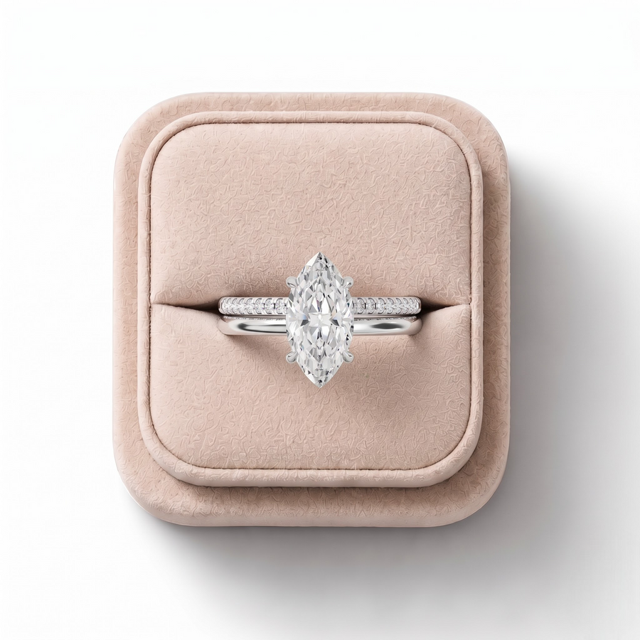 1.60 Ct Marquise Lab Diamond Split Ring 1.50 Ct Center