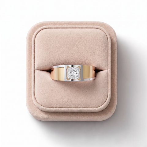 1.00 CT Princess Two-Tone Lab Diamond Men’s Ring