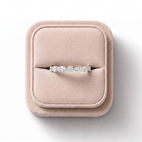 0.89 CT Marquise and Round Lab Diamond Half Eternity Band