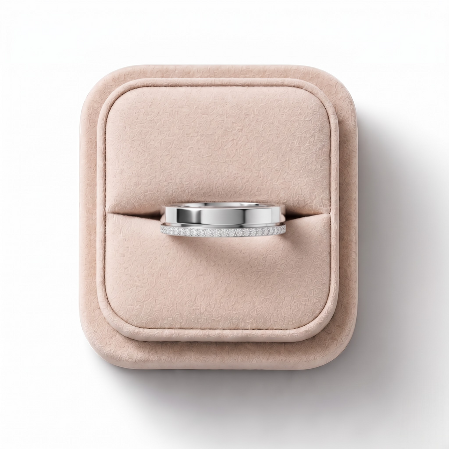 0.21 Ct Round Pavé Wedding Band