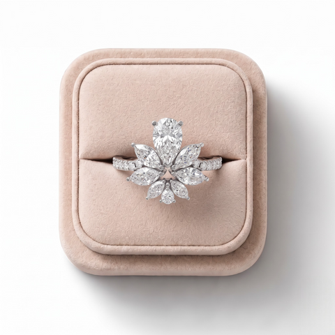 1.81 Ct Floral Pear Cluster Engagement Ring