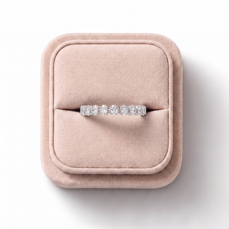 0.43 Ct Oval Bezal Half Eternity Band