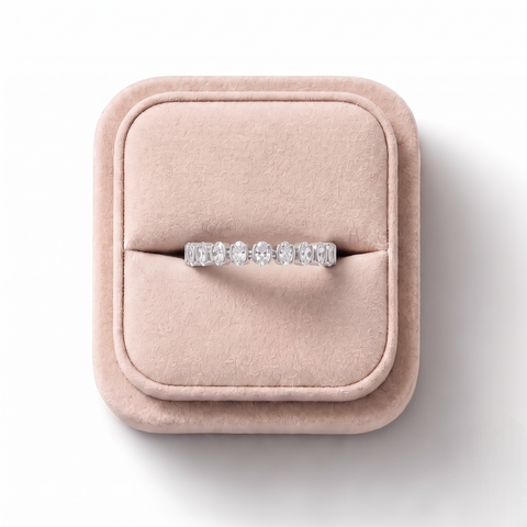 0.43 Ct Oval Bezal Half Eternity Band