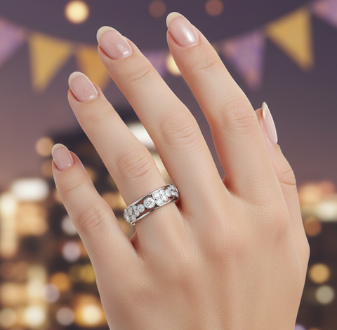 0.74 Ct Bubble Bezel Lab Diamond Half Eternity Band
