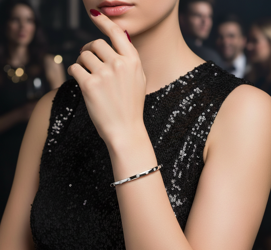 0.54 Ct Round Bezel Lab Diamond Bangle