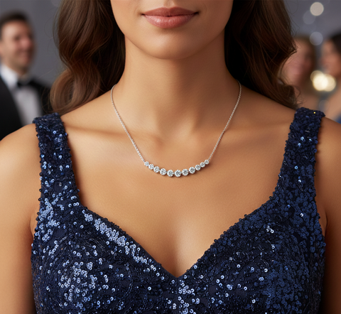 4.06 CT Cascading Wave Diamond Pendant with Circular Motifs