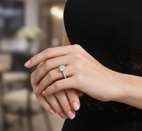 1.29 CT round lab-grown diamond ring white gold top view