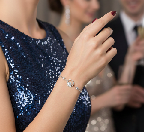 0.37 CT lab-grown diamond station bracelet worn on wrist