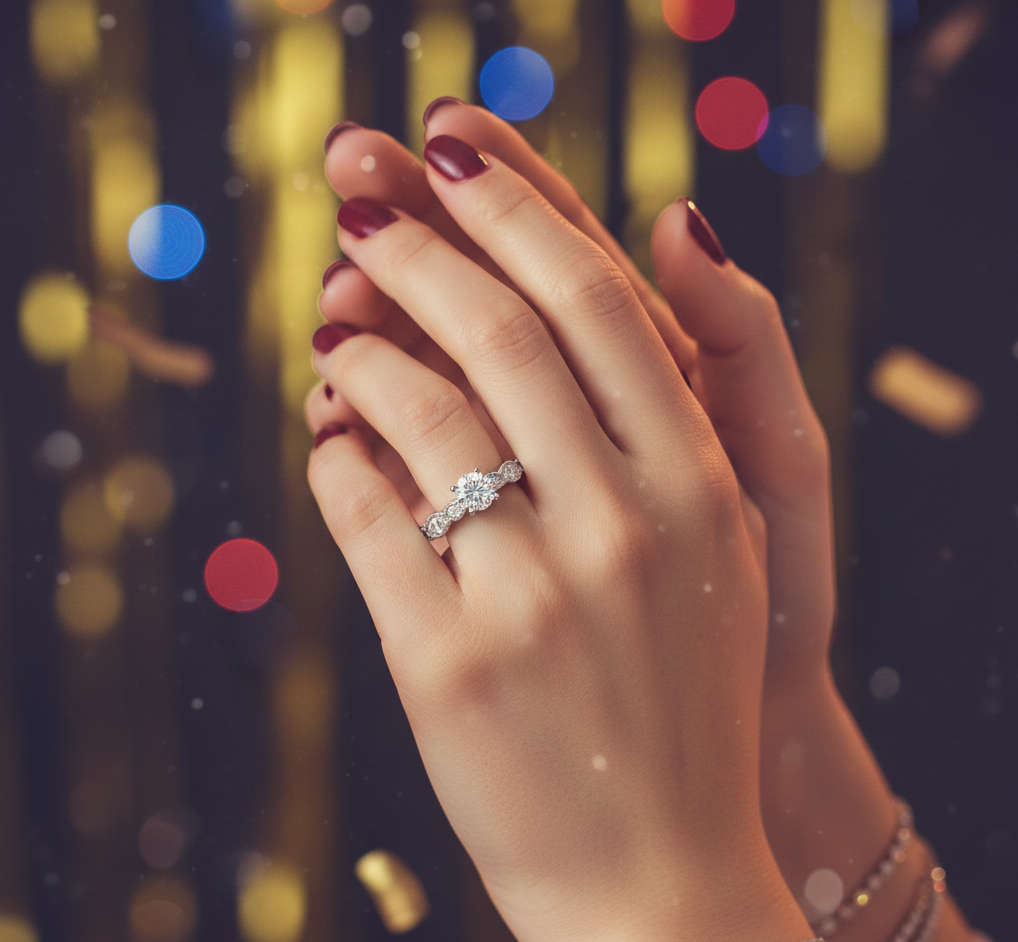 1.59 CT round lab-grown diamond ring worn on hand