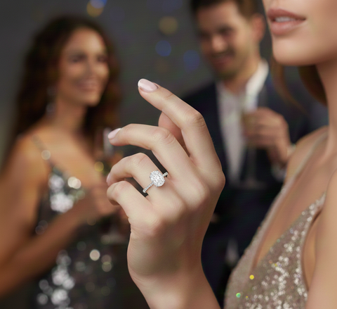 2.29 CT Oval Lab-Grown Diamond Ring with Diamond Band