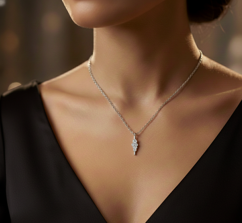 Lab-Grown Diamond Bezel Cluster Drop Pendant