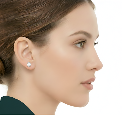 1CT Each Oval Lab Diamond Stud Earrings