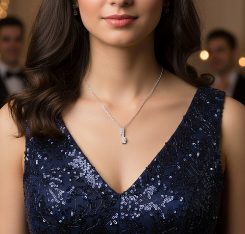 Lab-Grown Diamond Asymmetrical Bar Pendant Necklace