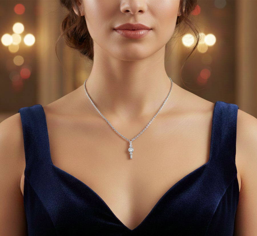 0.35 Ct Round Bezel Diamond Pendant